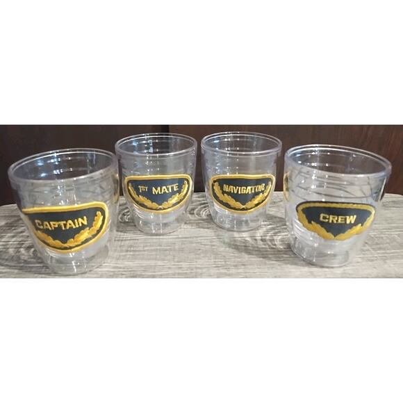 Tervis Tumbler Set of 4 Nautical Lowball Cups CAPTAIN 1st MATE Navigator Crew - Picture 1 of 11